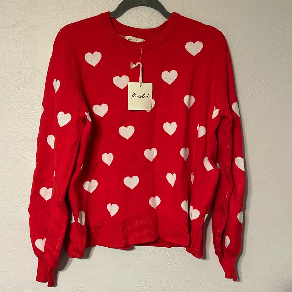 NWT heart crew neck
